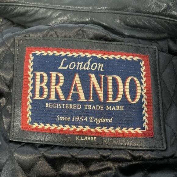 London Brando Men's Leather Jacket Black Sz XL Long Sleeves Zip Front Biker Moto - Picture 5 of 10